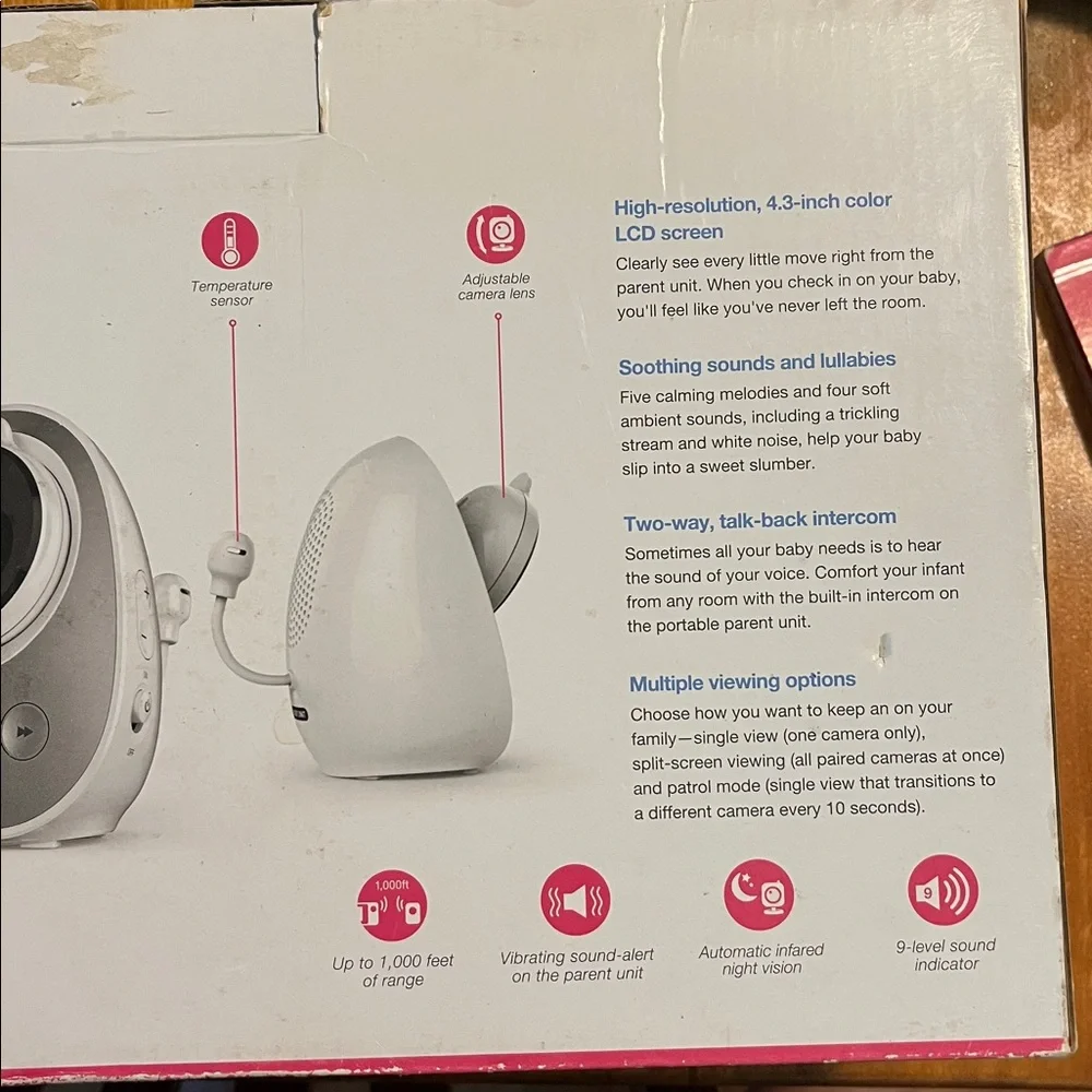 2-Camera Video Monitor in White and Gray - Panoramic View